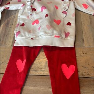Cat & Jack Heart Print Kids Matching Set - Red and Pink